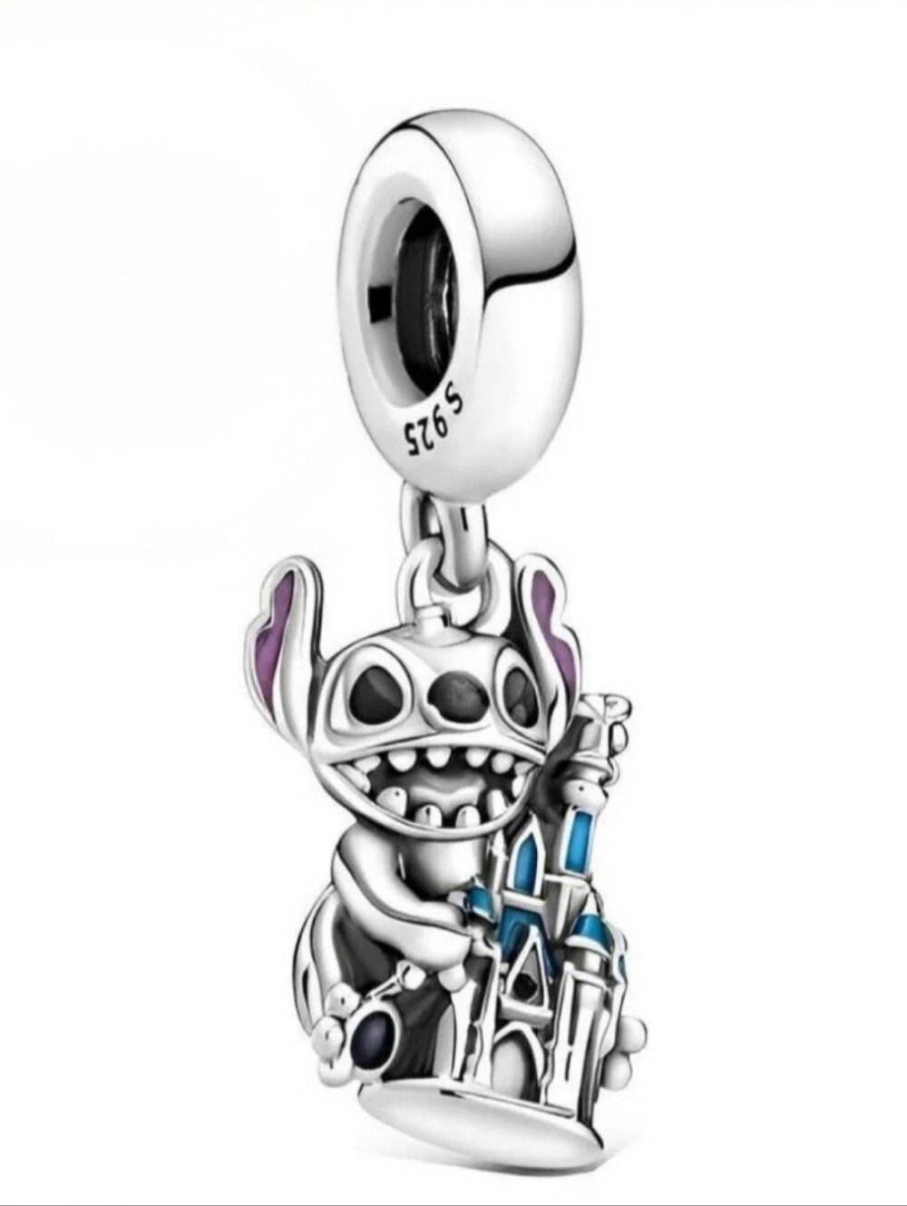 Disney's Sterling Silver Stitch and Fantasyland Castle Dangle Charm